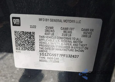 2023 Chevrolet Malibu Fwd Rs z USA, uszkodzony, nr VIN 1G1ZG5ST7PF132437